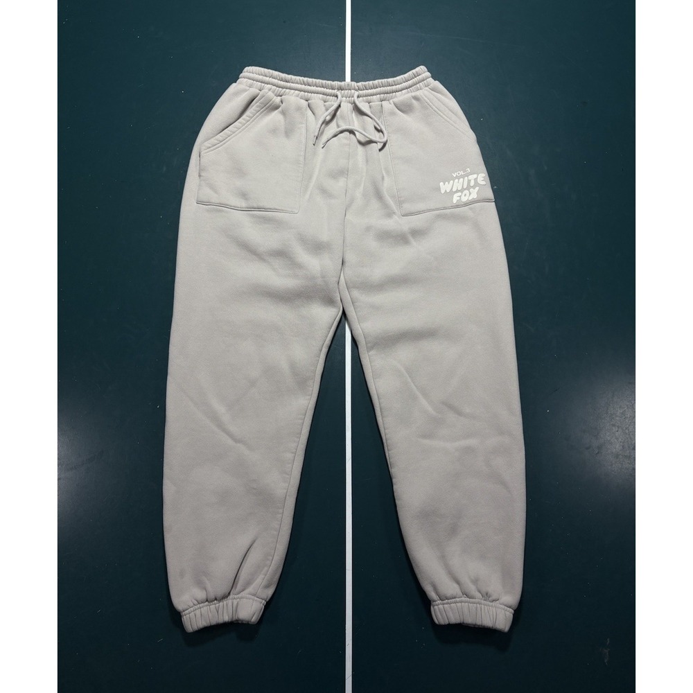 White Fox Vol 3 Jogger Sweatpants Women's Large Gray White‎ Drawstring Relaxed